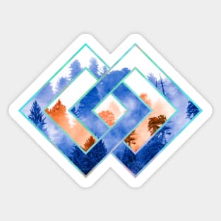 Geometric Forest - Blue and Orange Sticker